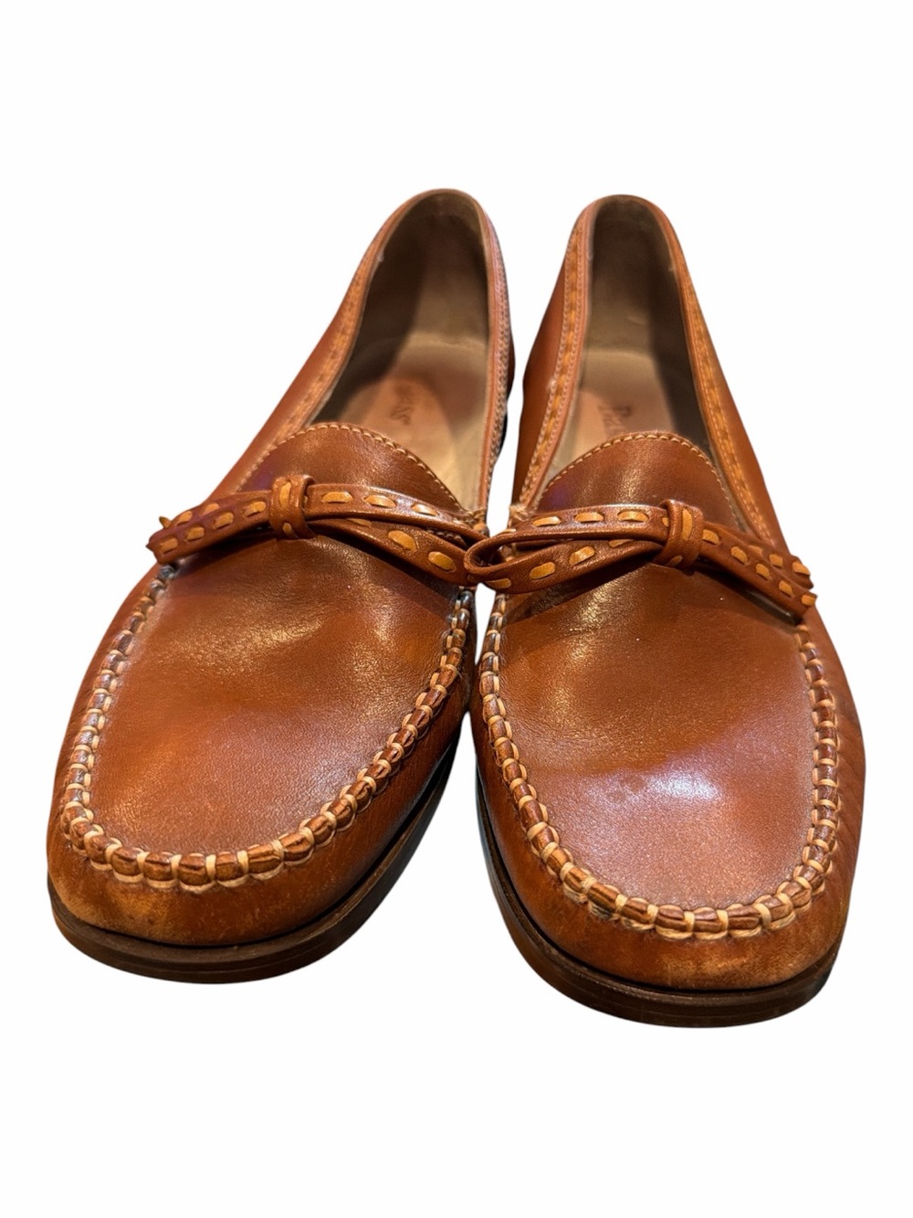 Bass Women's Tan Leather Knot-Trim Loafers